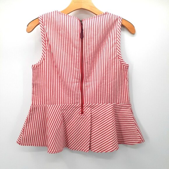 Anthropologie Maeve Cantua Peplum Top | Size 4 | NWT Red & White Striped Blouse - Picture 5 of 10